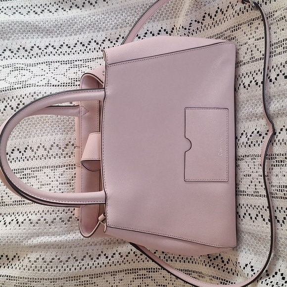 CALVIN KLEIN Pink Satchel with Silver Clasp and Saffiano Leather - Picture 2 of 9